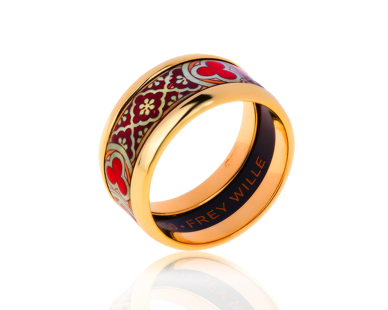 Оригинальное золотое кольцо с эмалями Frey Wille