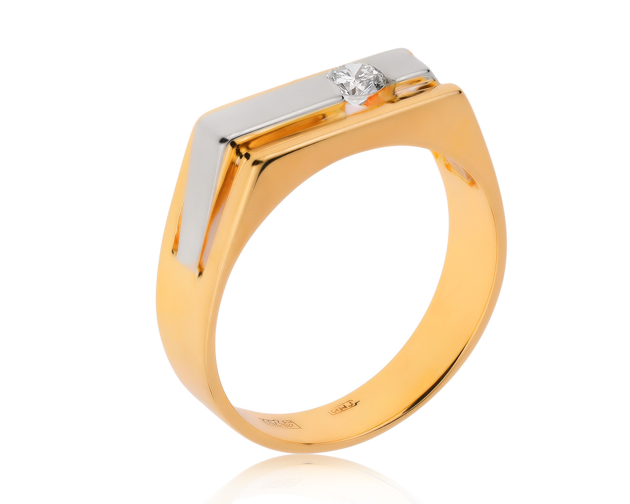 Достойное золотое кольцо с бриллиантом 0.26ct