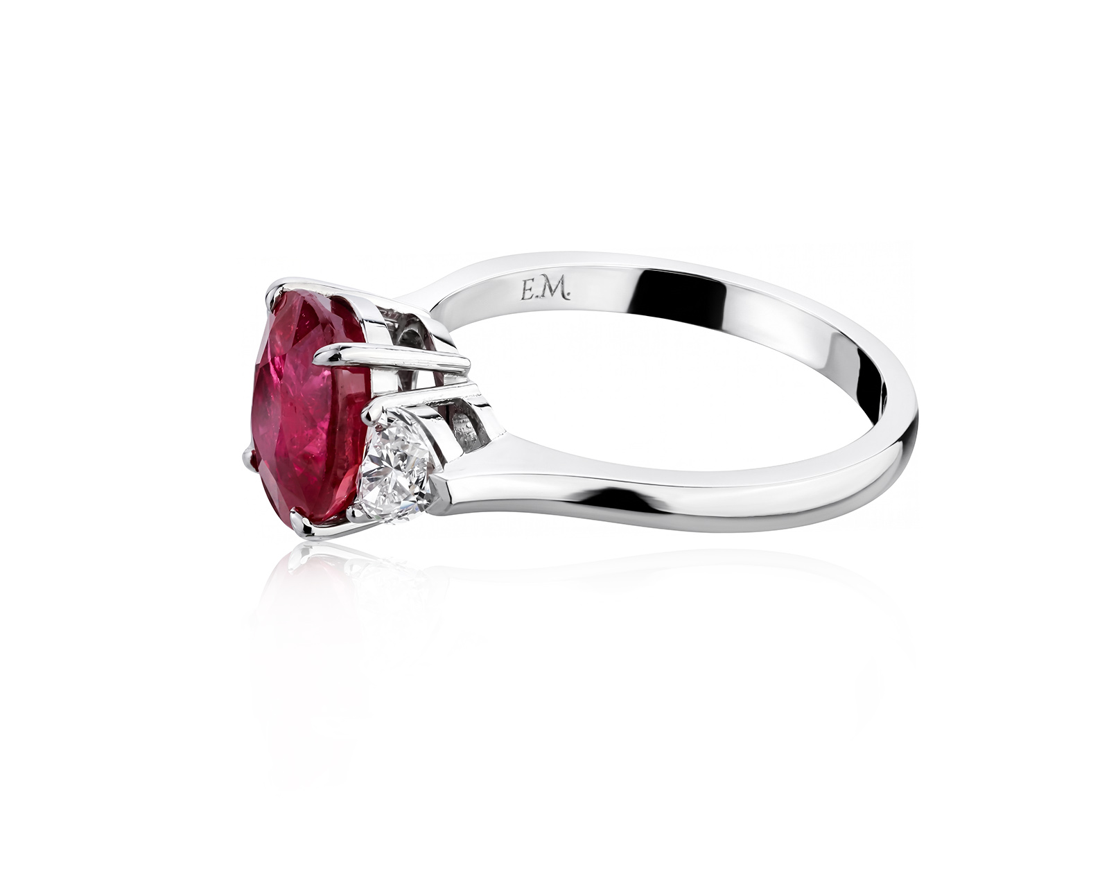 Платиновое кольцо с рубином 3.17ct и бриллиантами 0.59ct Evgeny Matveev