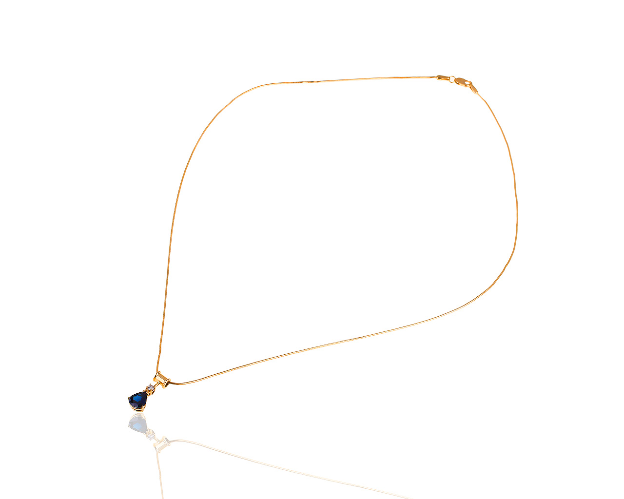 Золотой кулон с бриллиантом и сапфиром 1.50ct