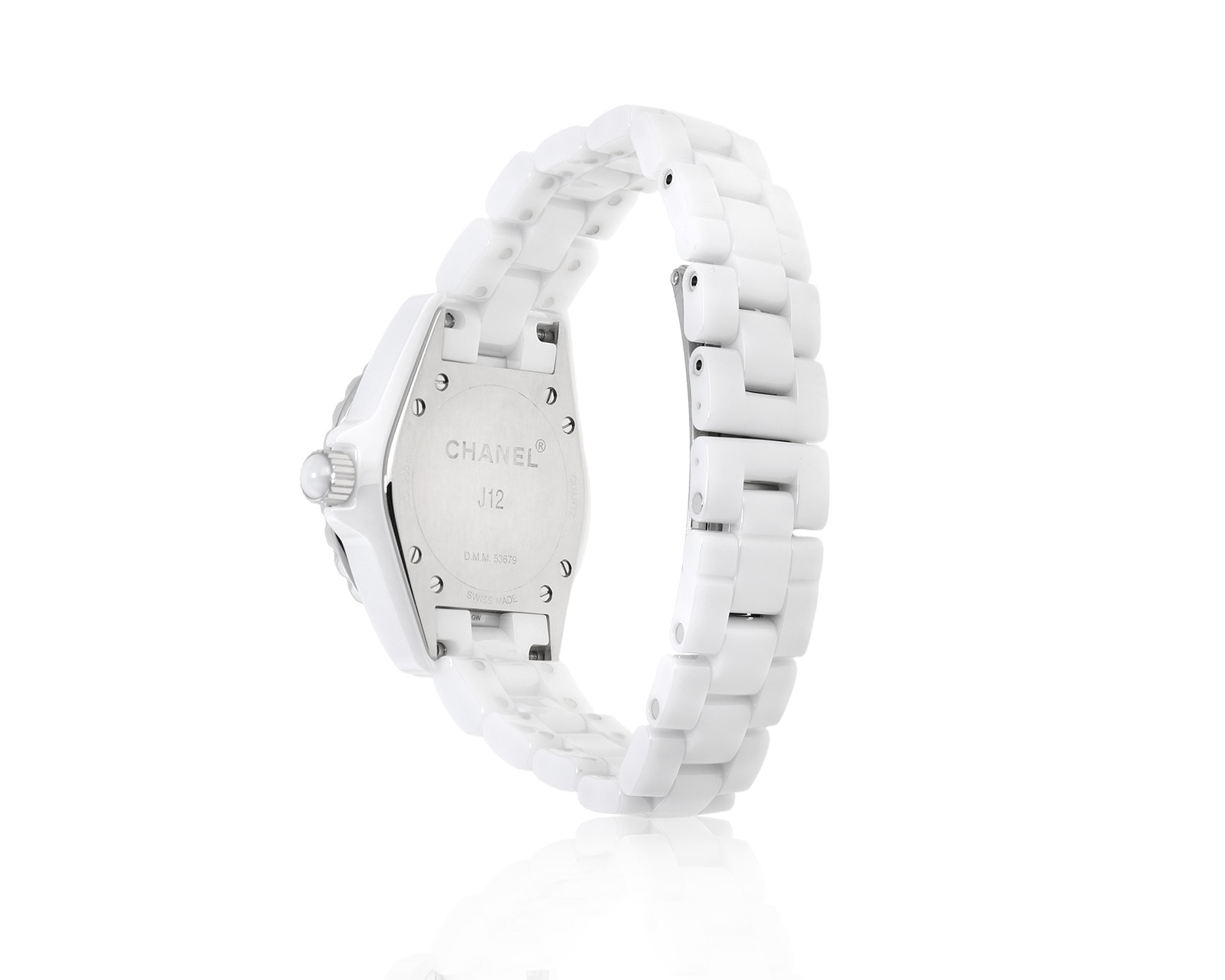 Оригинальные стальные часы с белой керамикой Chanel J12