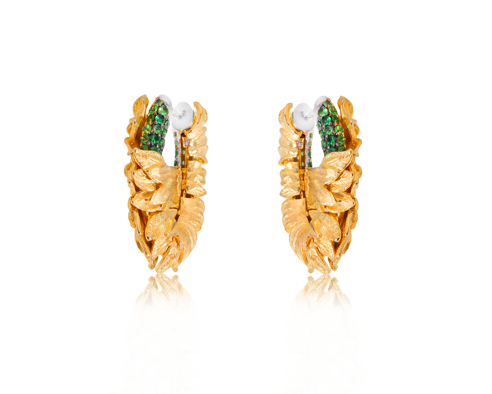 Золотые серьги с тсаворитами 1.20ct 100226/8