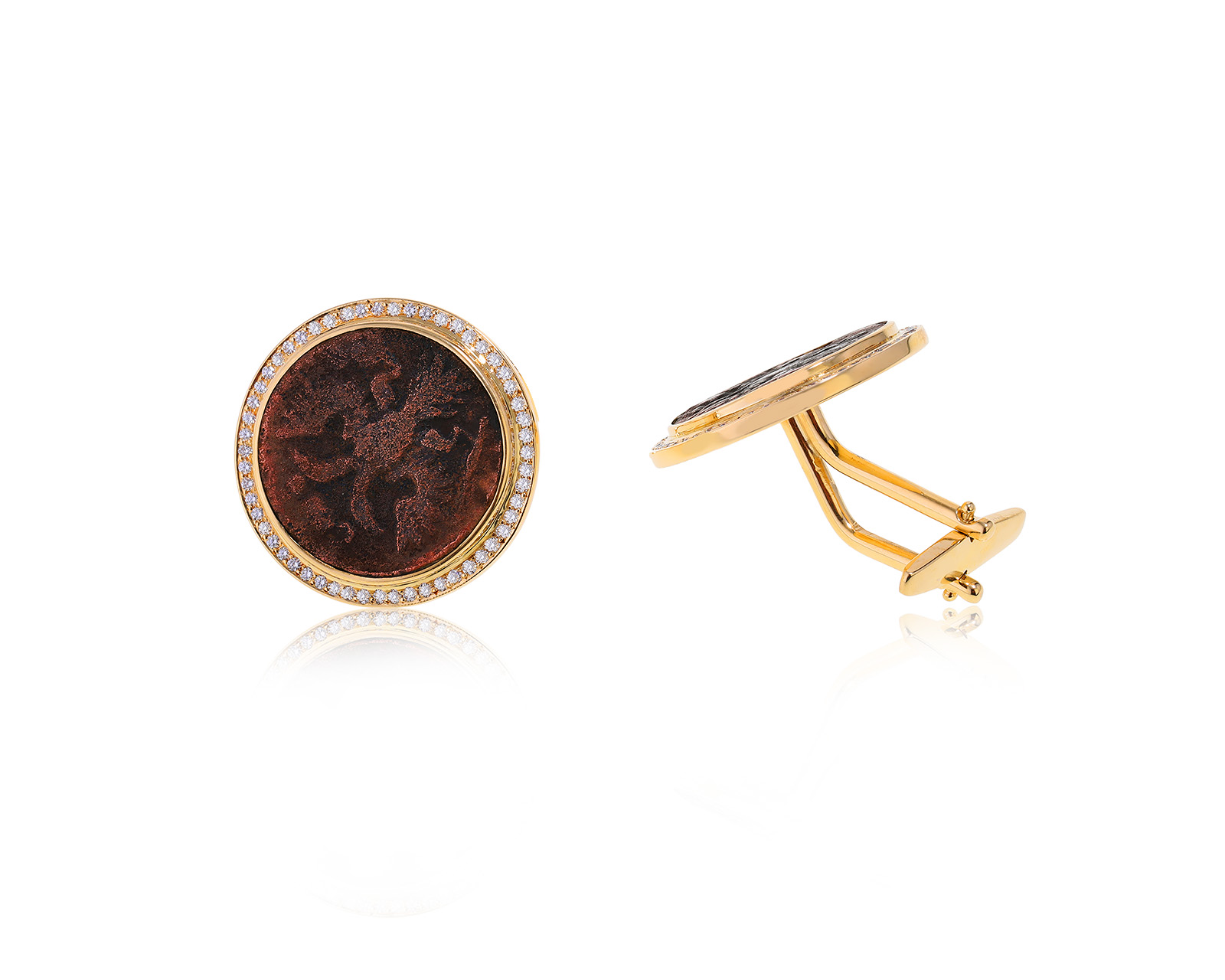 Золотые запонки с бриллиантами 0.65ct 270720/2 Золотые запонки с бриллиантами 0.65ct 270720/2