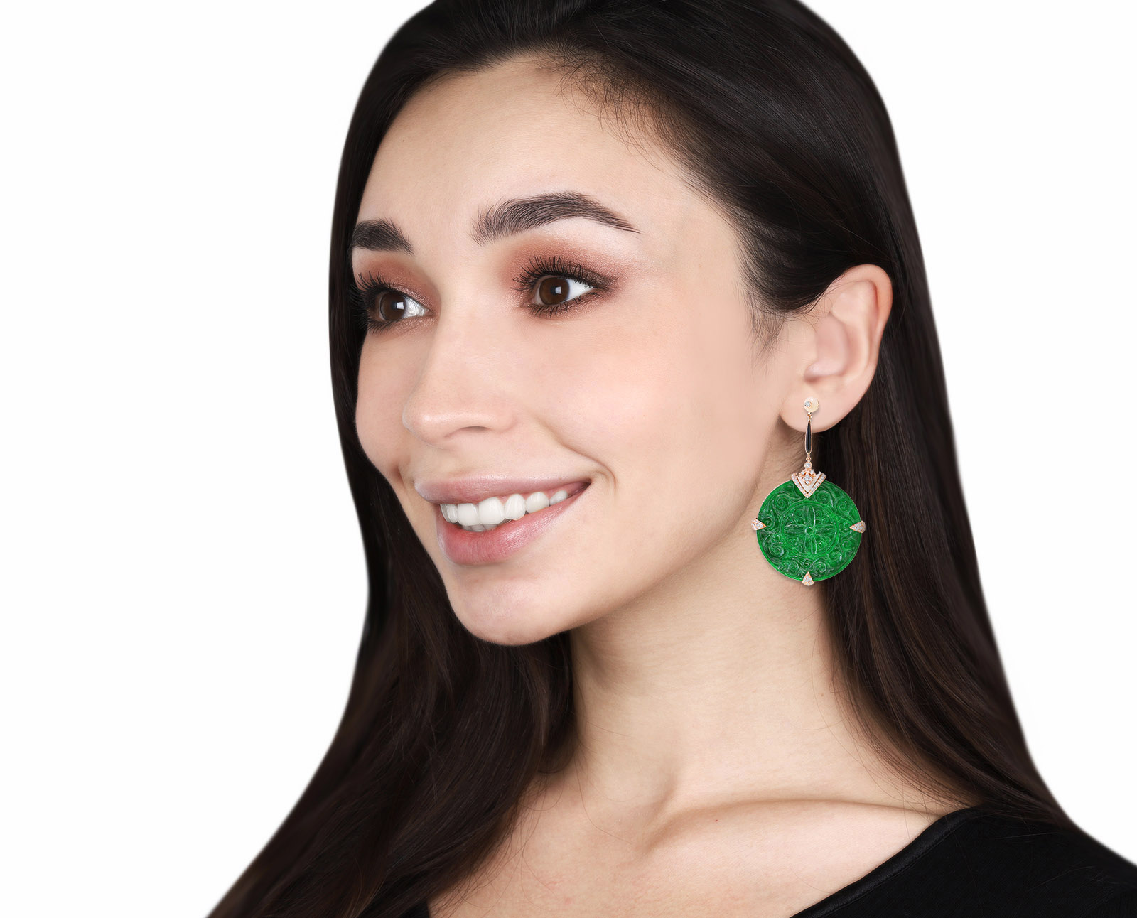 Праздничные золотые серьги с халцедонами