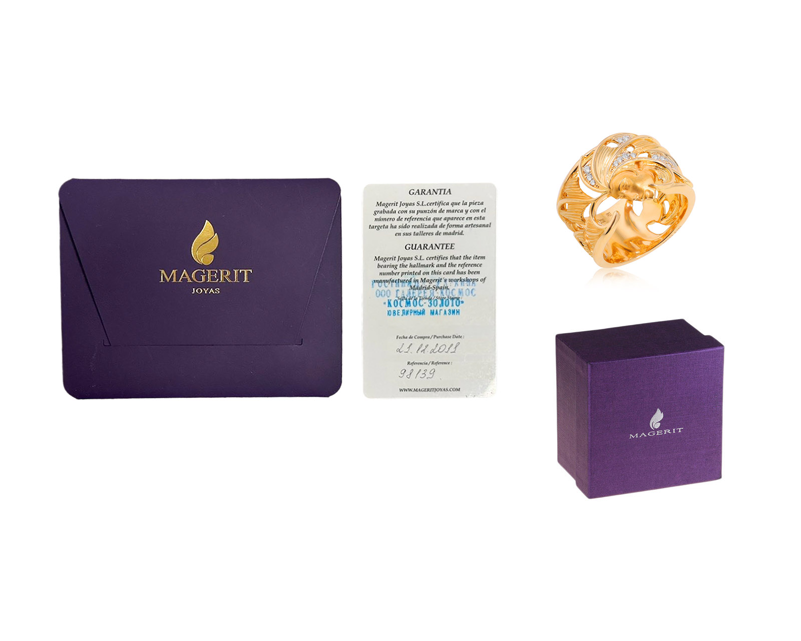 Оригинальное золотое кольцо с бриллиантами 0.15ct Magerit Atlantis