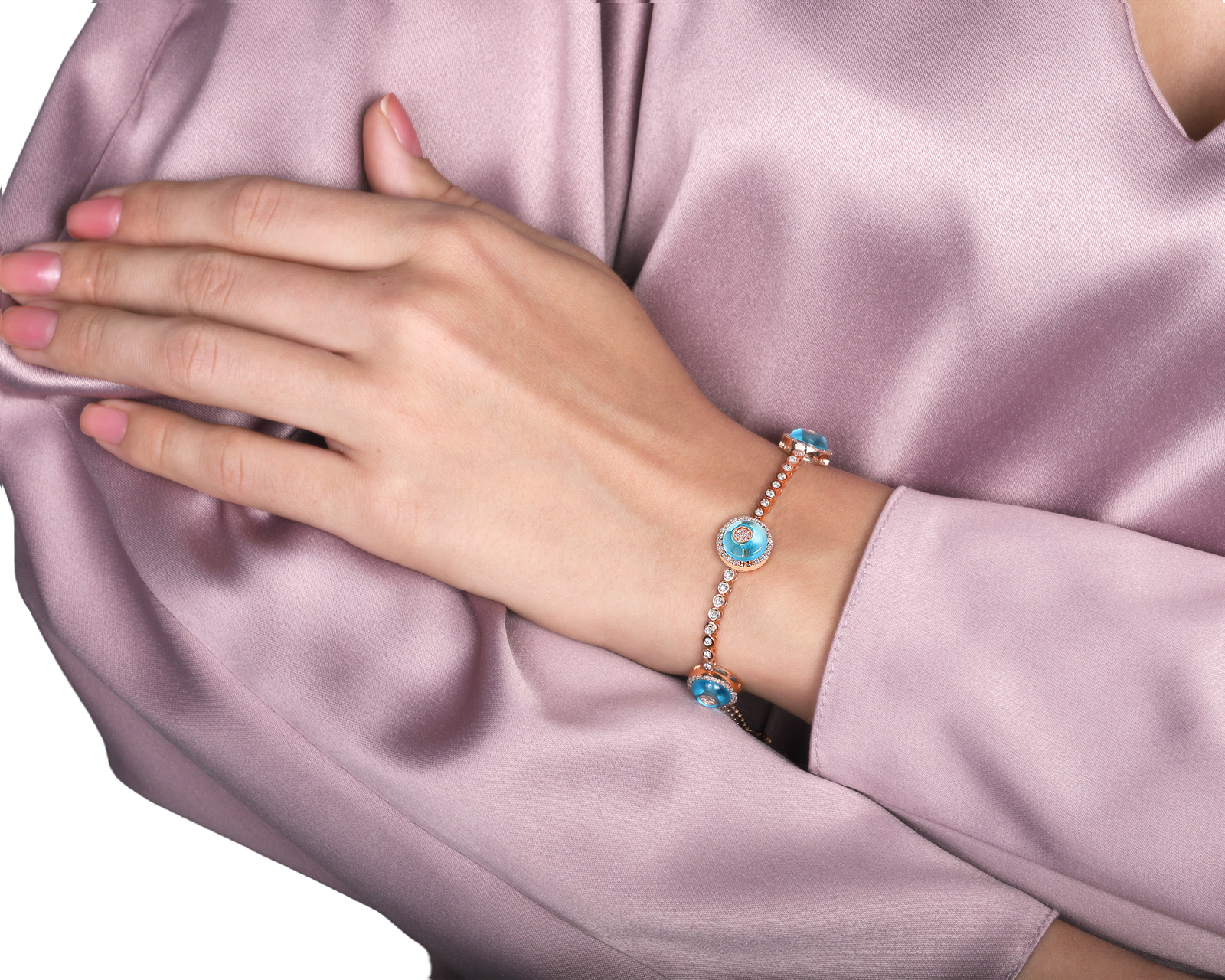 Золотой браслет с ситаллами 8.90ct и бриллиантами 1.70ct