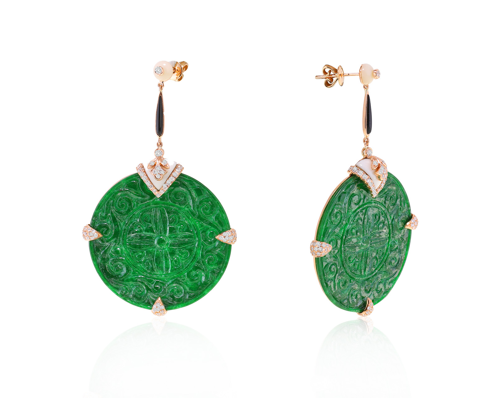 Праздничные золотые серьги с халцедонами 290123/3