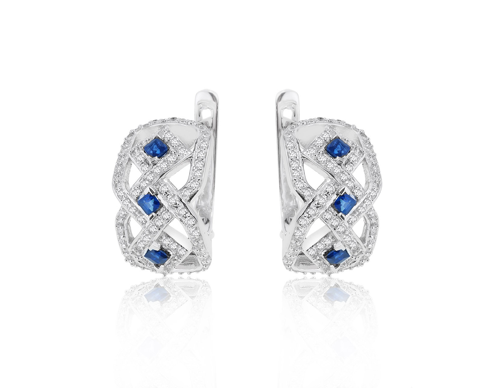 Притягательные золотые серьги с сапфирами 0.36ct