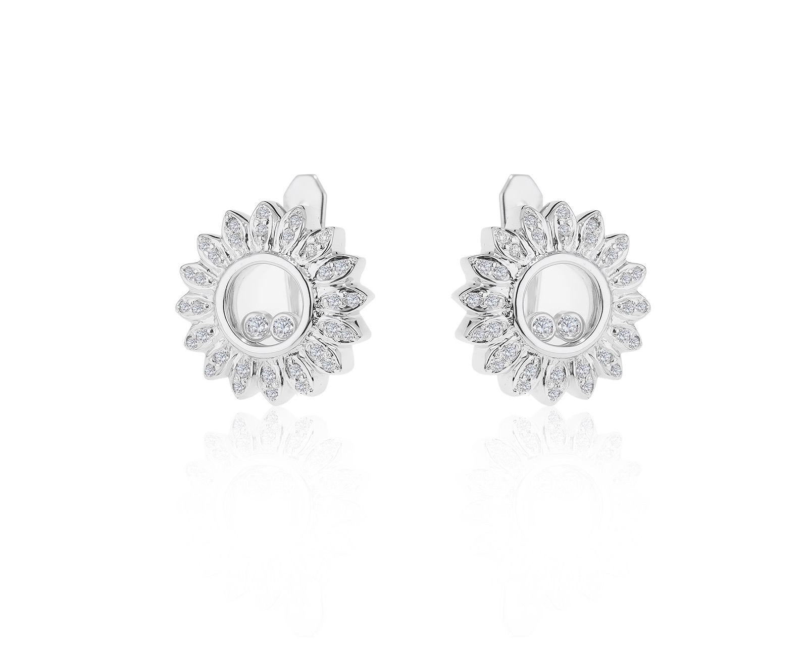 Прекрасные золотые серьги с бриллиантами 0.50ct