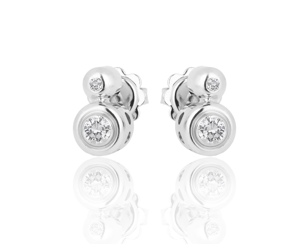 Золотые серьги пусеты с бриллиантами 0.34ct Fope 091018/8