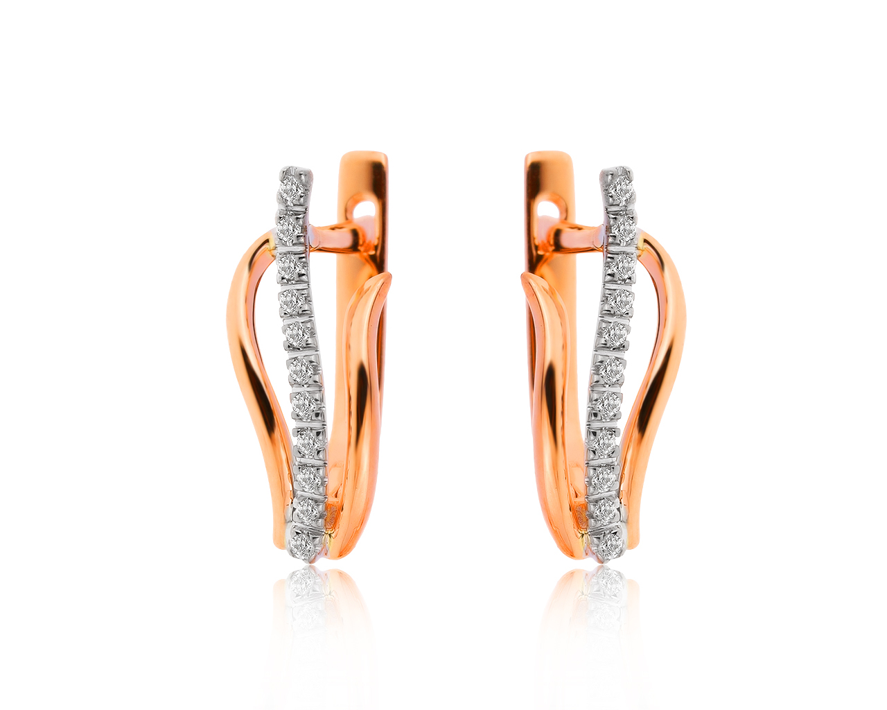 Красивые золотые серьги с бриллиантами 0.15ct 020720/14