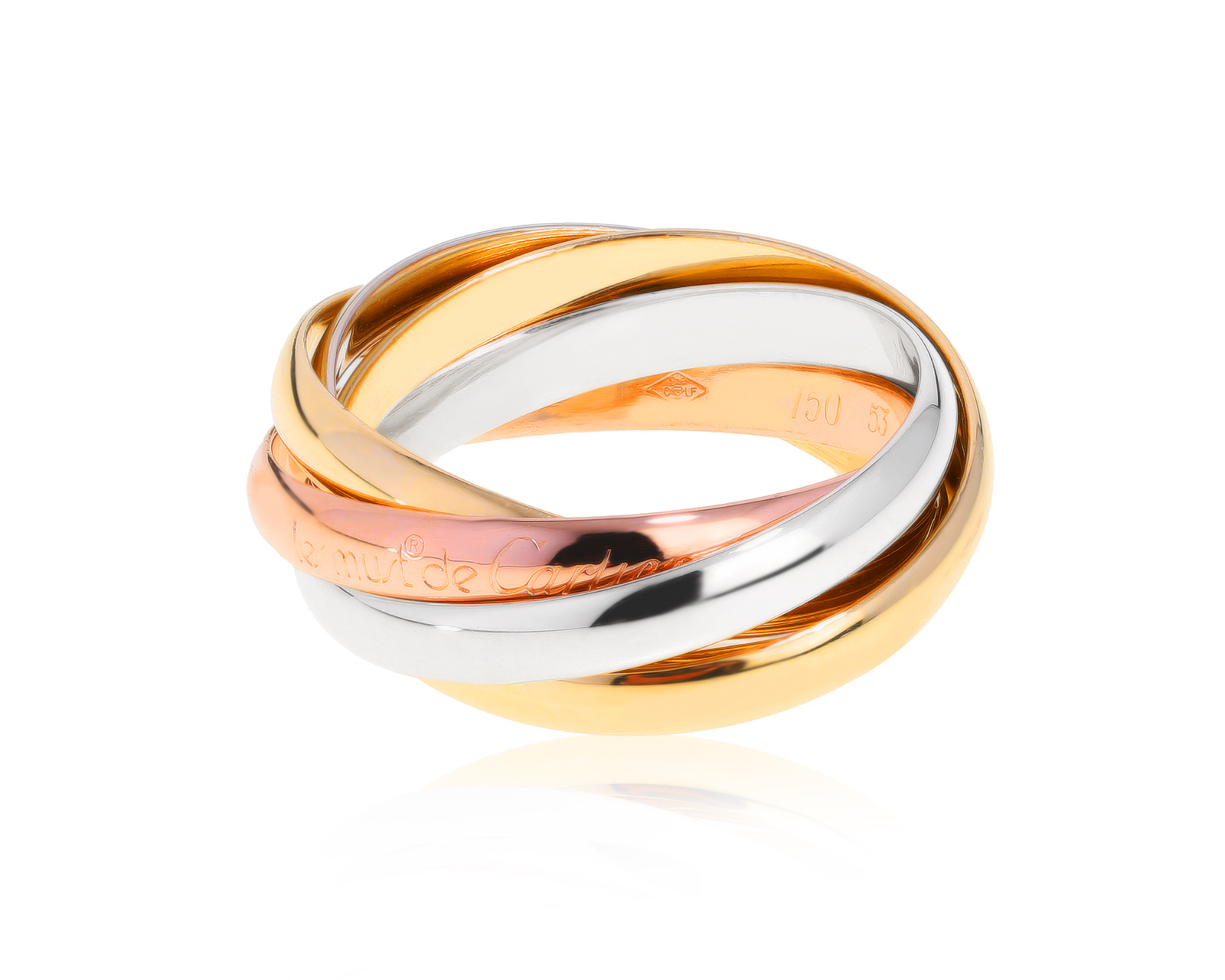 Оригинальное золотое кольцо Cartier Trinity 131221/5