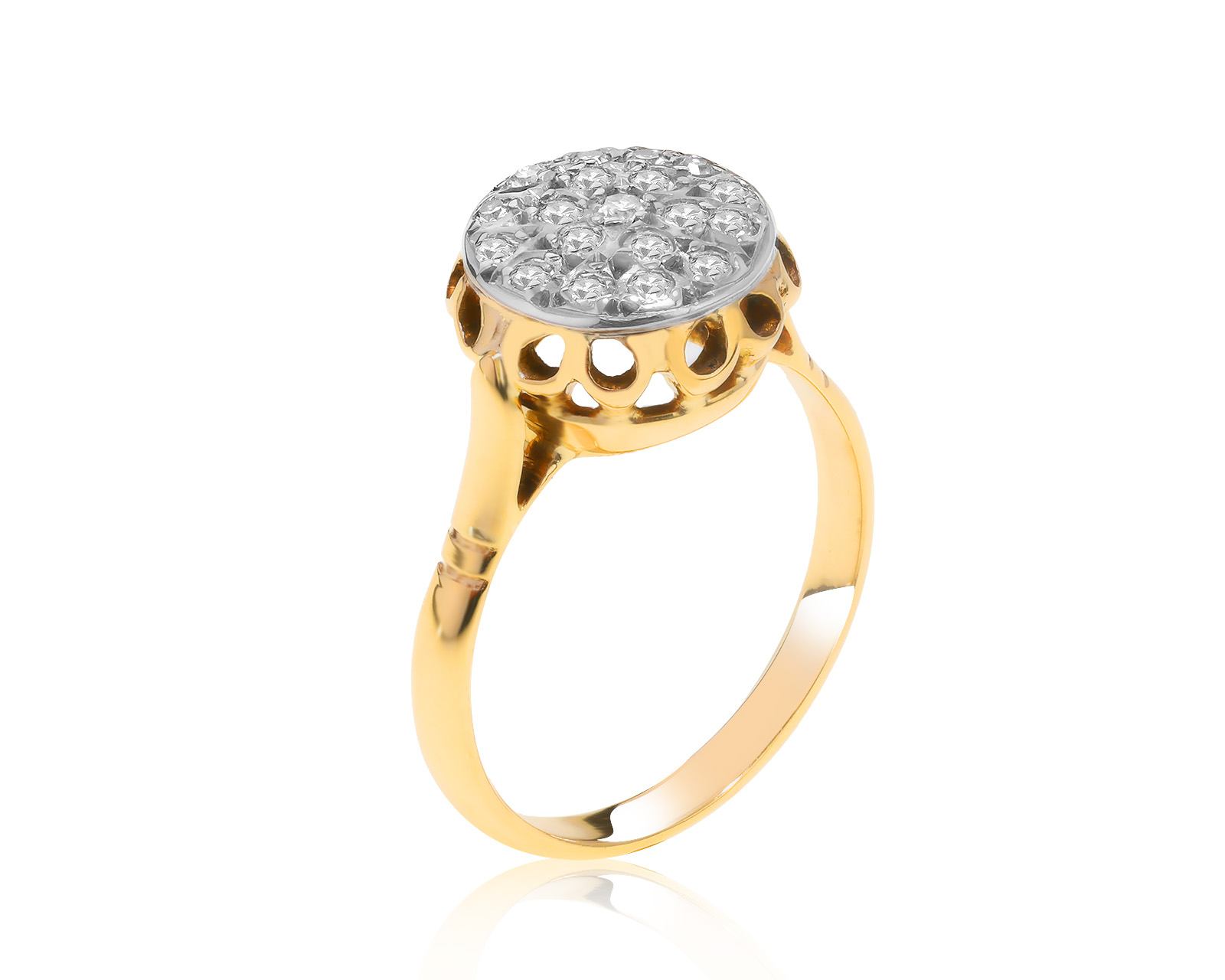 Винтажное золотое кольцо с бриллиантами 0.38ct СССР