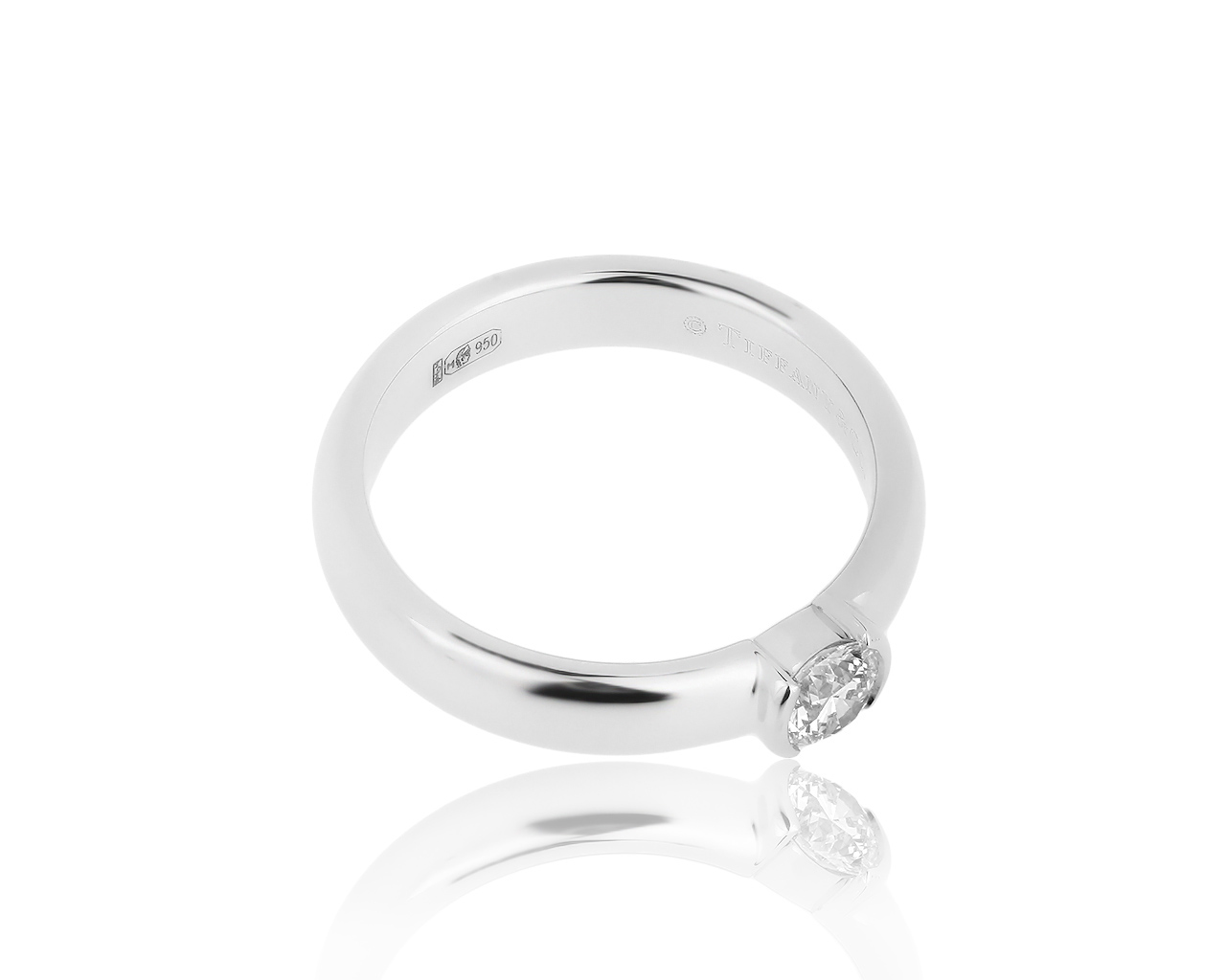 Оригинальное платиновое кольцо с бриллиантом 0.28ct Tiffany&Co