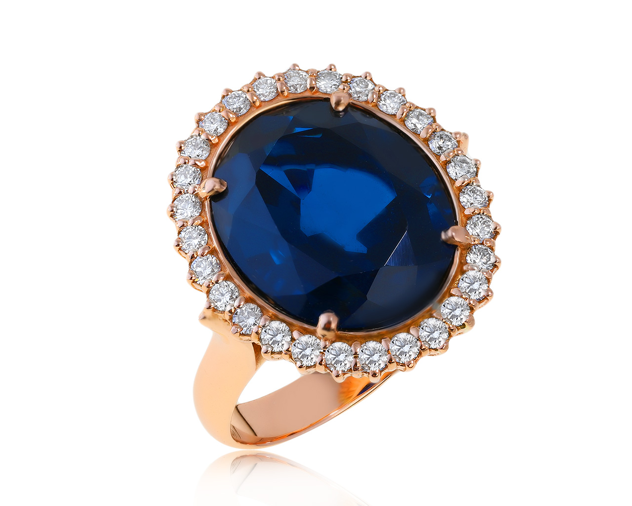 Праздничное золотое кольцо с бриллиантами 0.65ct