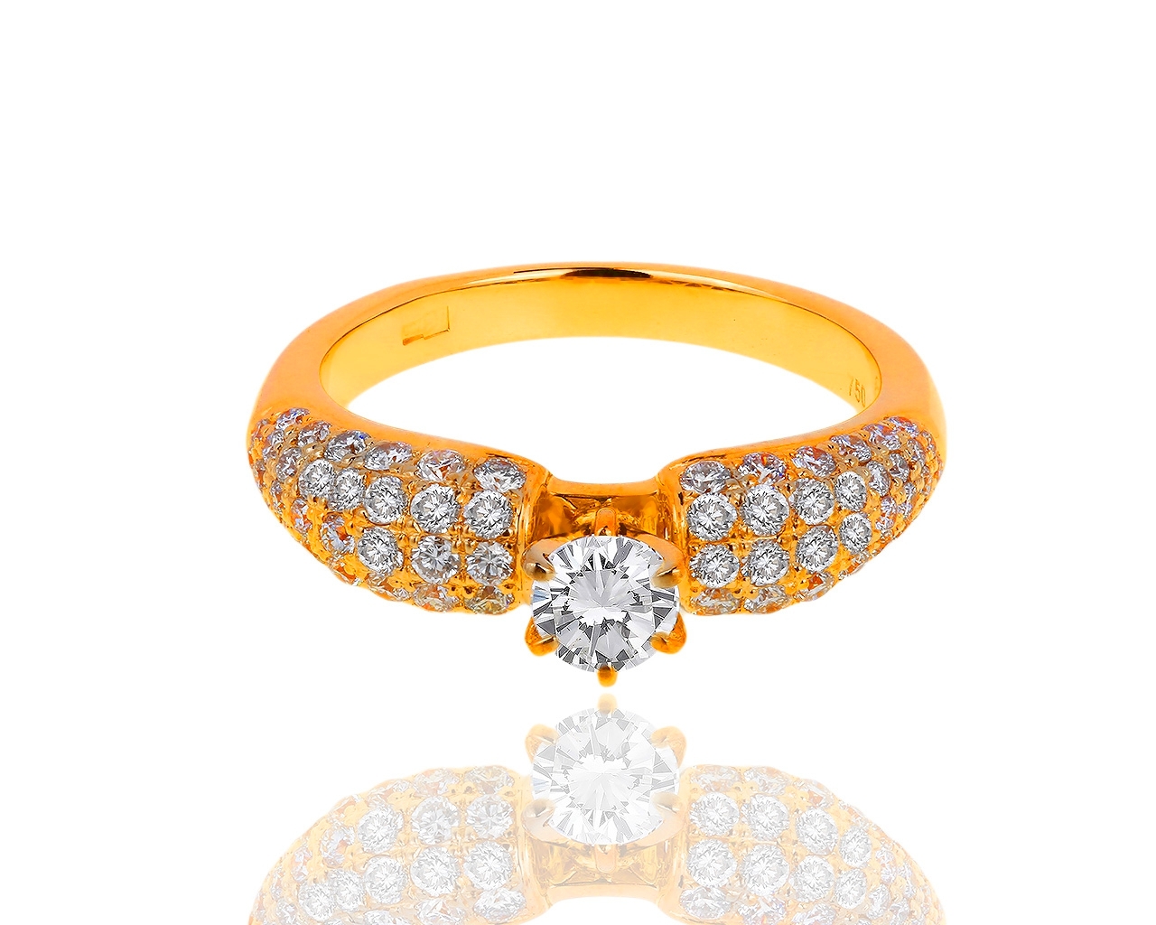 Золотое кольцо с бриллиантами 1.07ct ЭПЛ Якутские бриллианты 200319/1