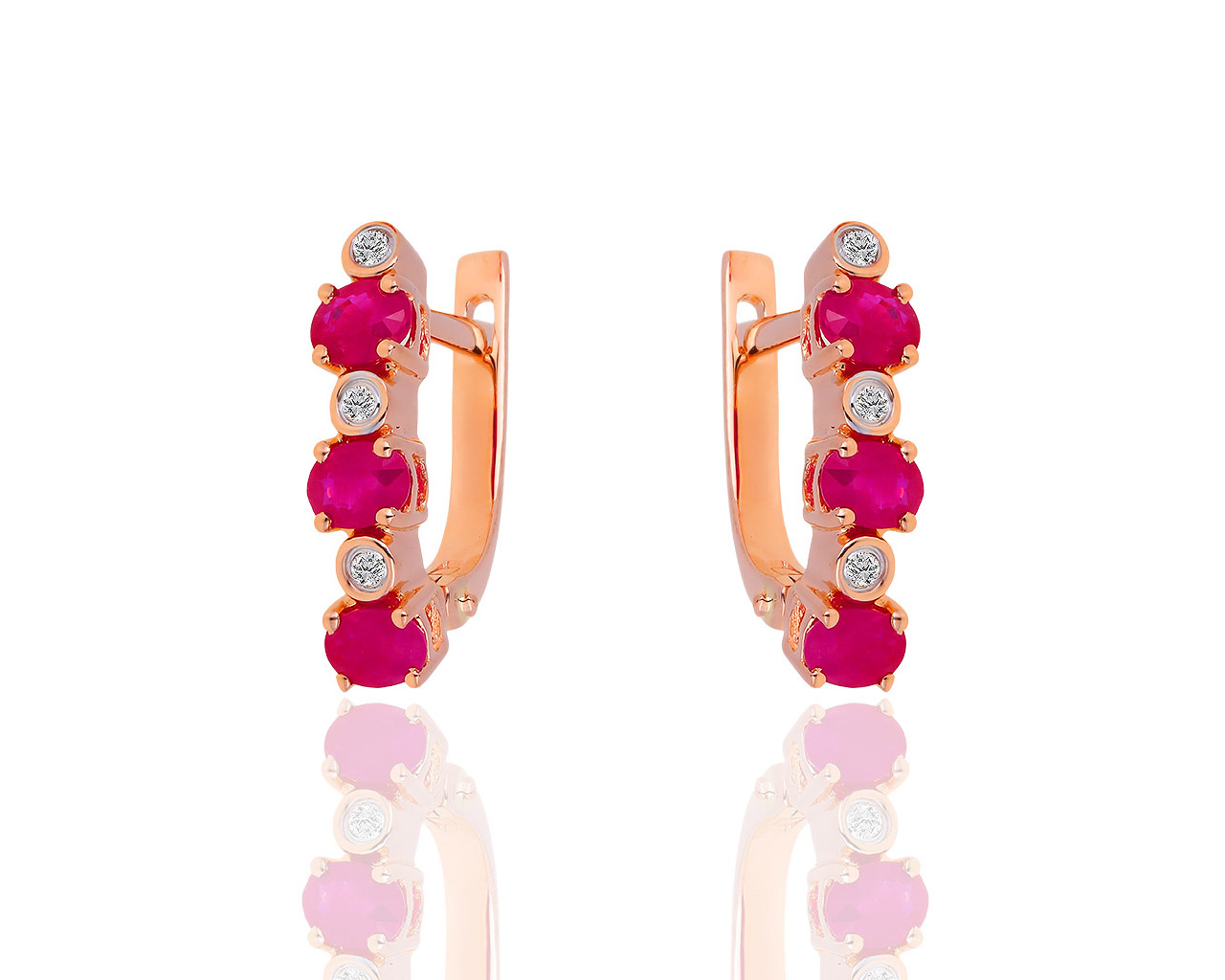 Золотые серьги с бриллиантами и рубинами 1.08ct 021018/5