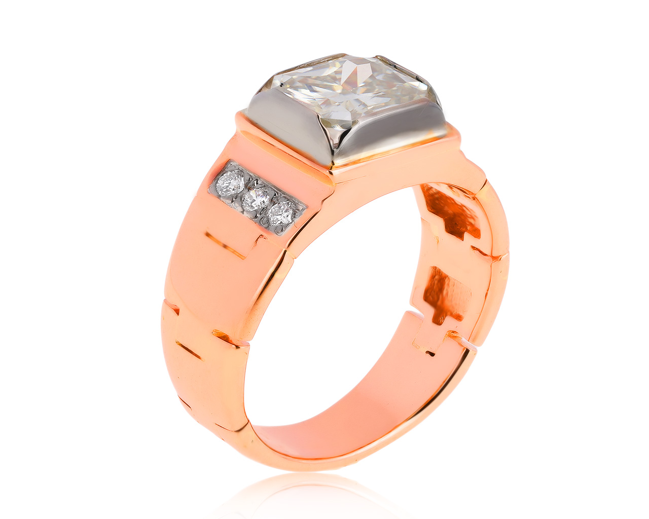 Престижное золотое кольцо с муассанитом 2.21ct 270420/1
