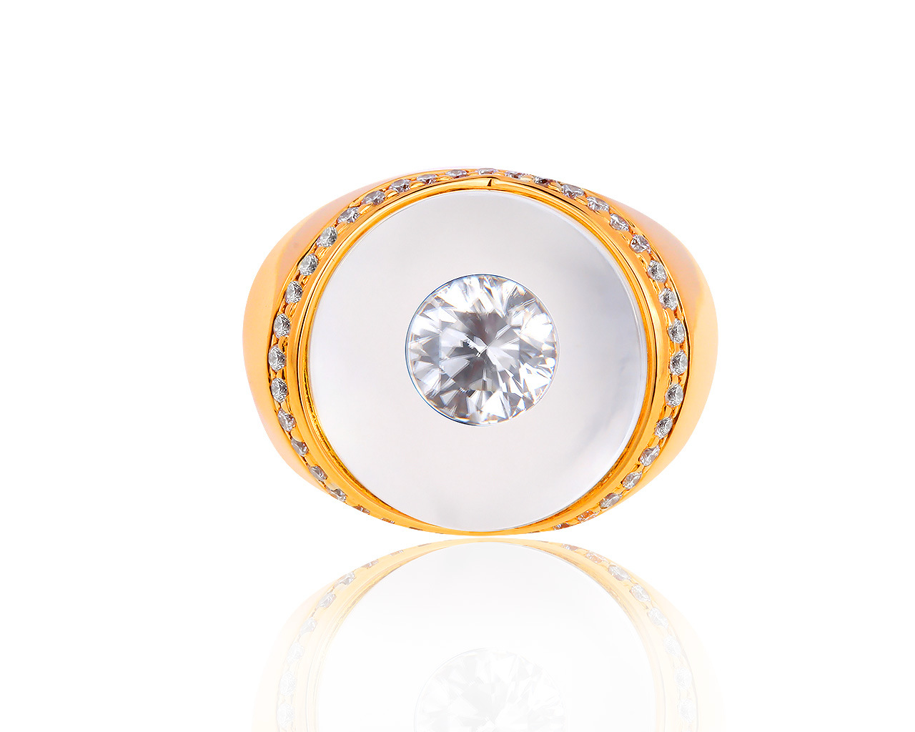 Оригинальное золотое кольцо с горным хрусталем 26.88ct Mauboussin