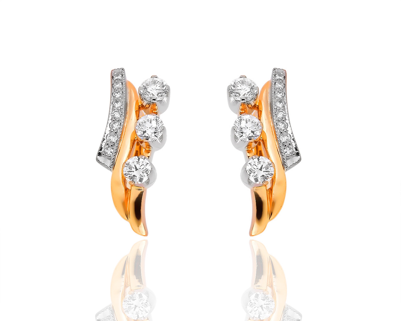Изумительные золотые серьги с бриллиантами 0.98ct 290718/2