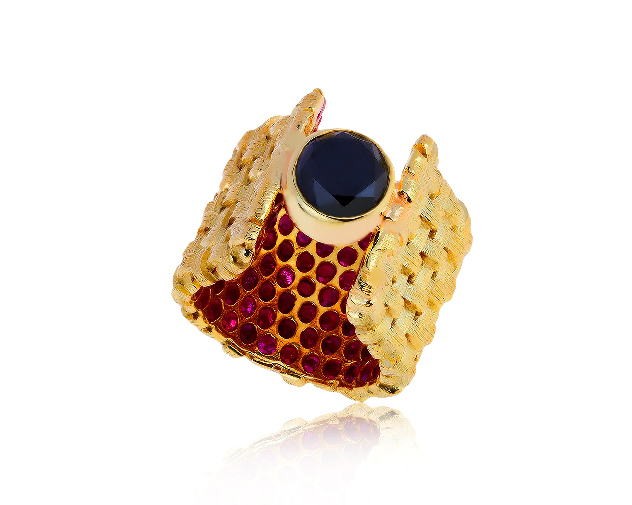 Оригинальное золотое кольцо с рубинами 8.70ct German Kabirsky