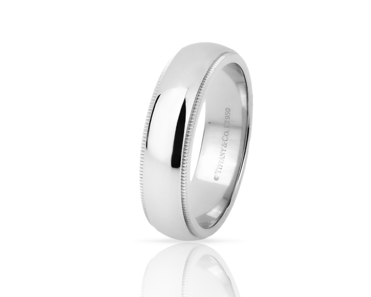 Платиновое обручальное кольцо Tiffany&Co Milgrain