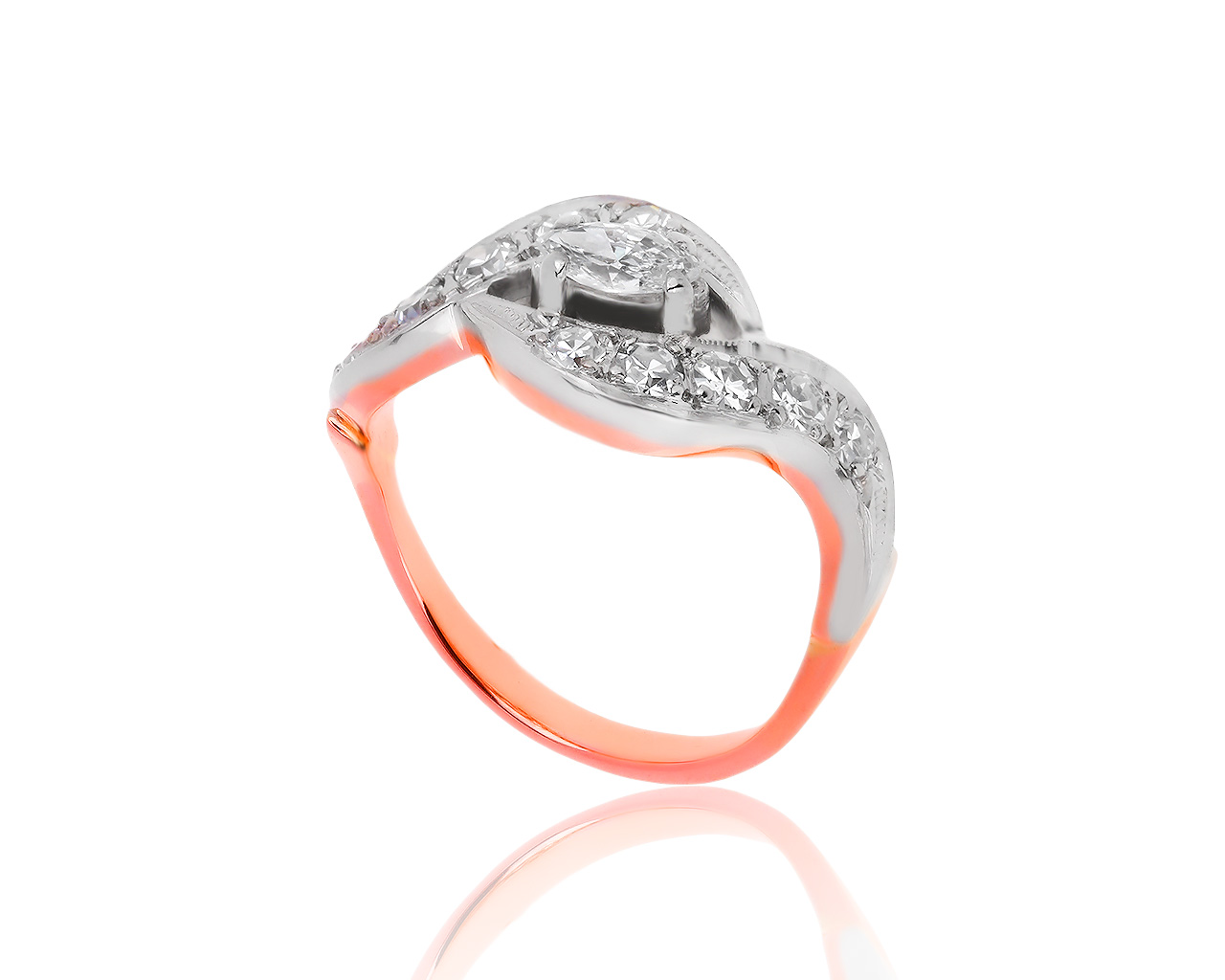 Винтажное золотое кольцо с бриллиантами 0.63ct