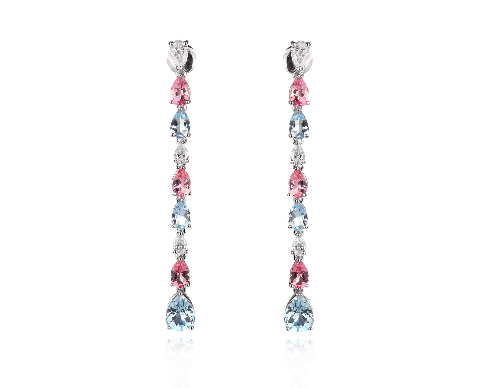 Золотые серьги с аквамаринами 3.20ct и морганитами 2.50ct Evgeny Matveev 200826/Б317