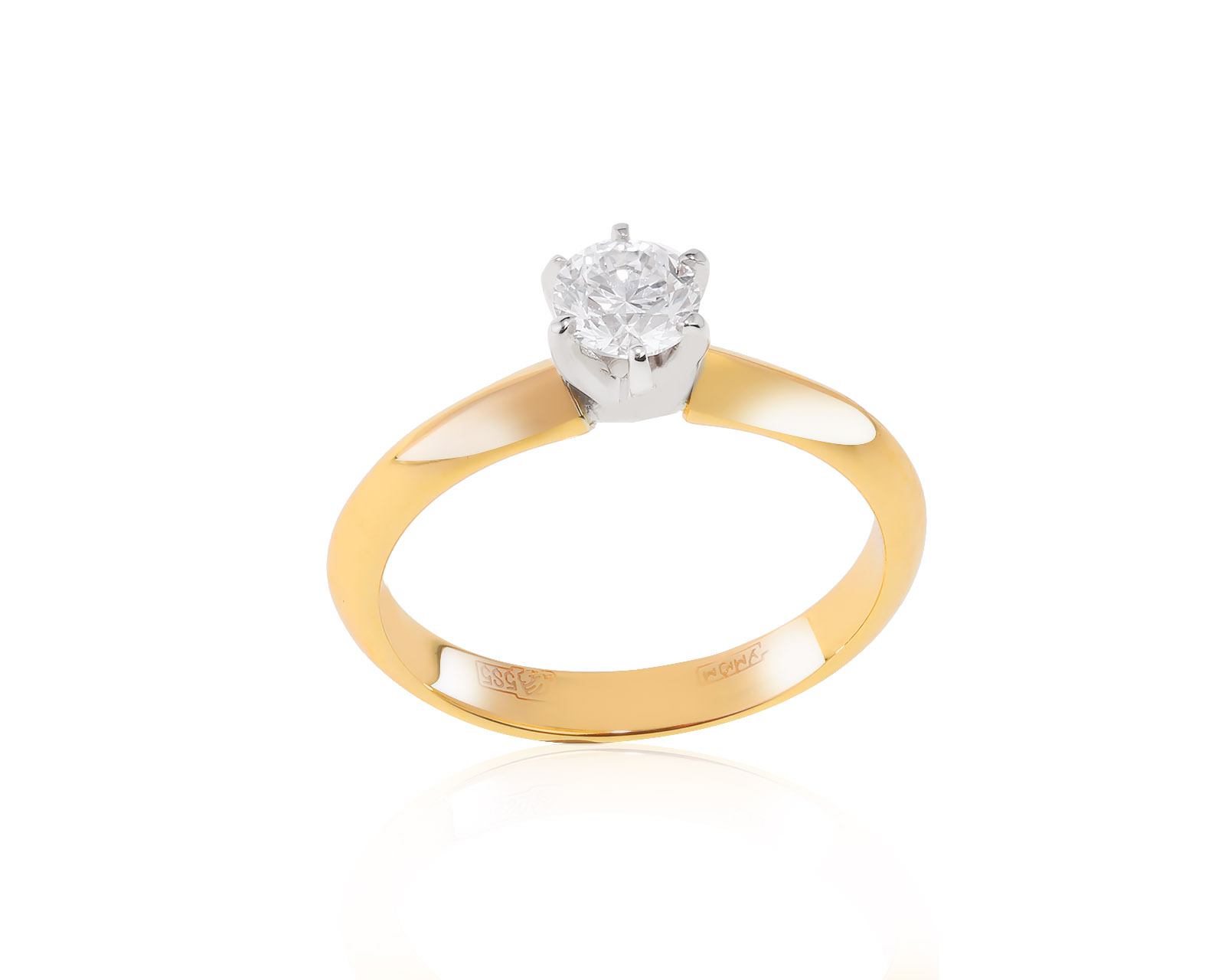 Изящное золотое кольцо с бриллиантом 0.40ct