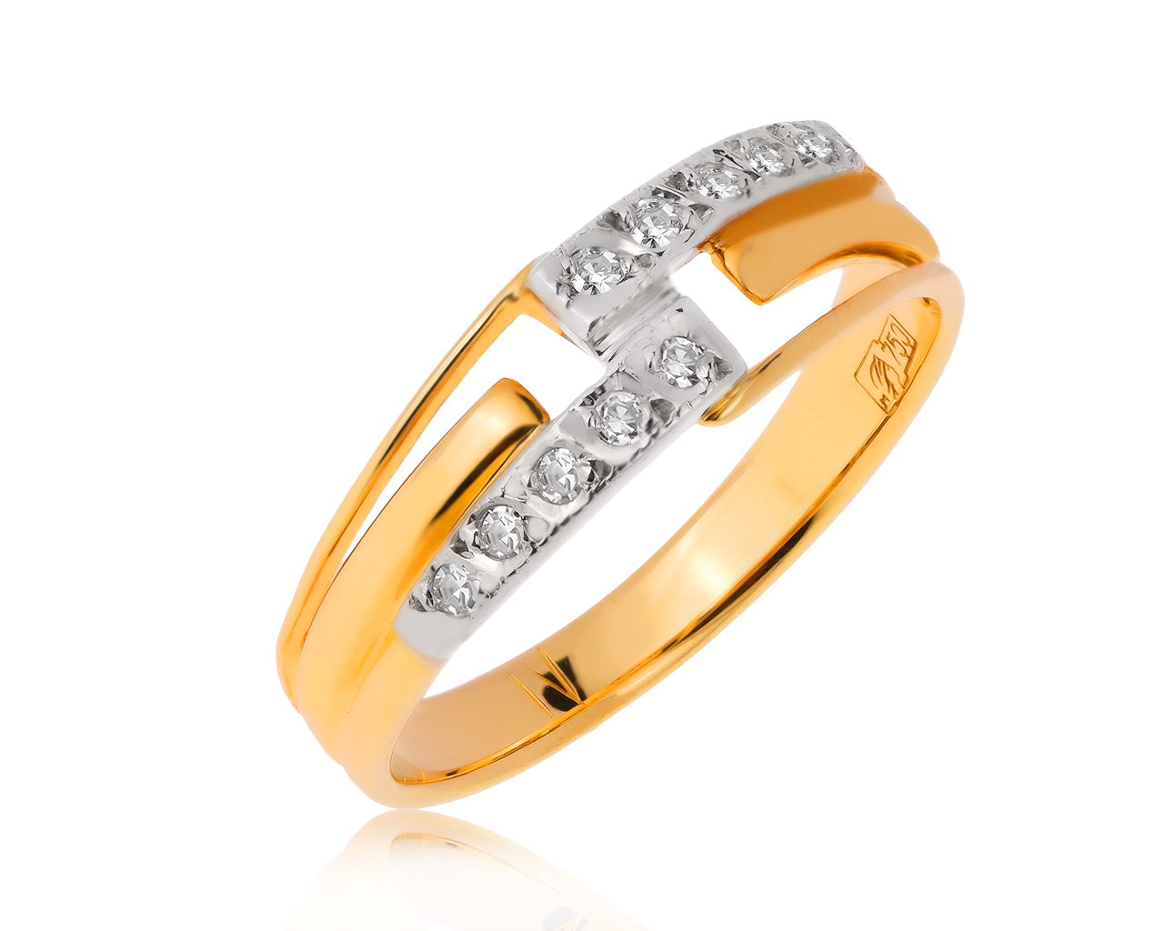 Прекрасное золотое кольцо с бриллиантами 0.06ct
