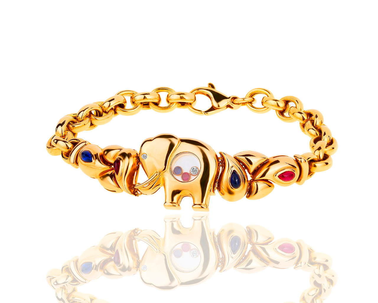 Золотой браслет с рубинами и сапфирами Chopard Casmir Elephant