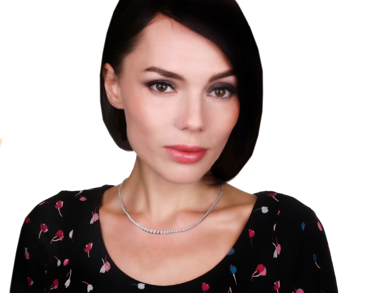 Женственное золотое колье с бриллиантами 3.33ct