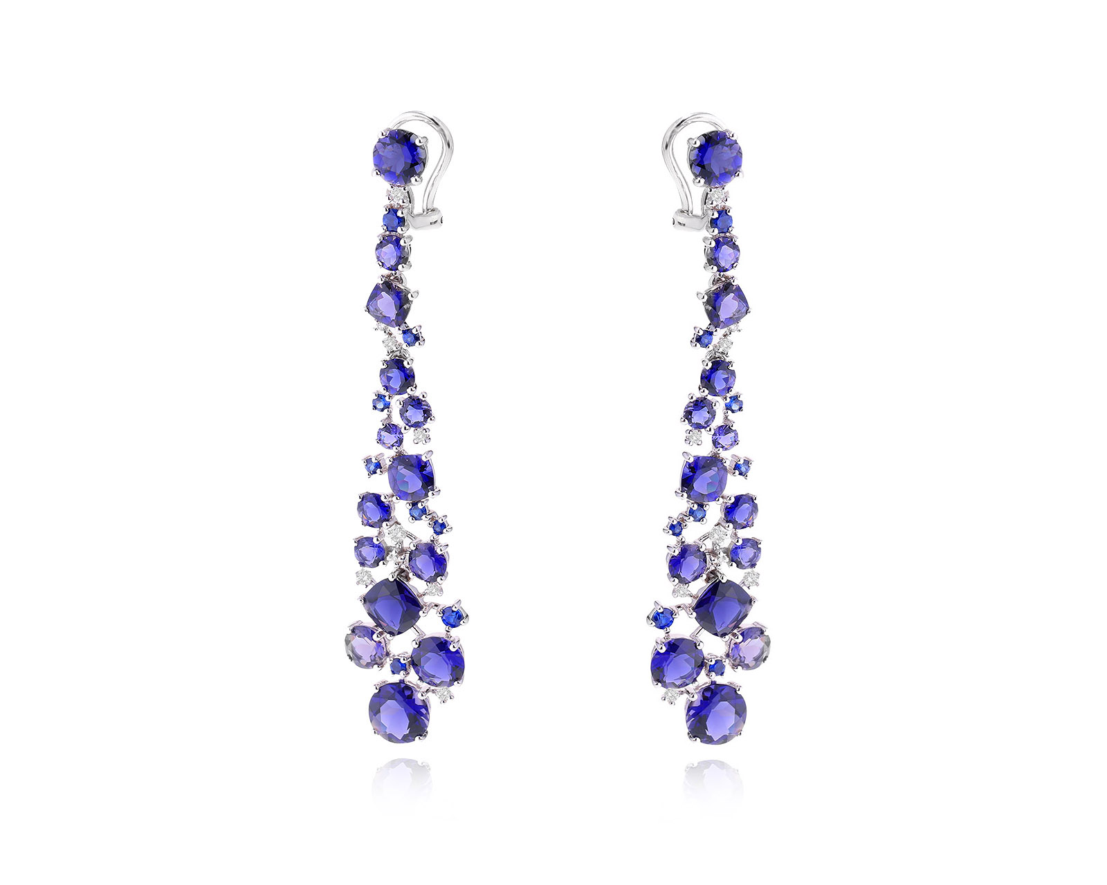 Золотые серьги с иолитами 11.20ct