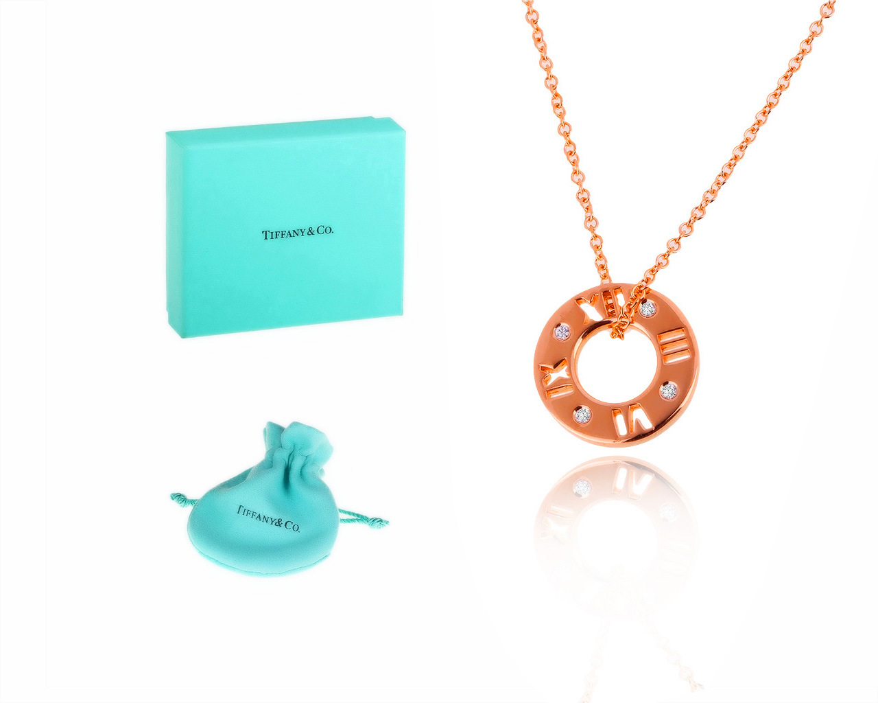 Оригинальный золотой кулон с бриллиантами 0.01ct Tiffany&Co