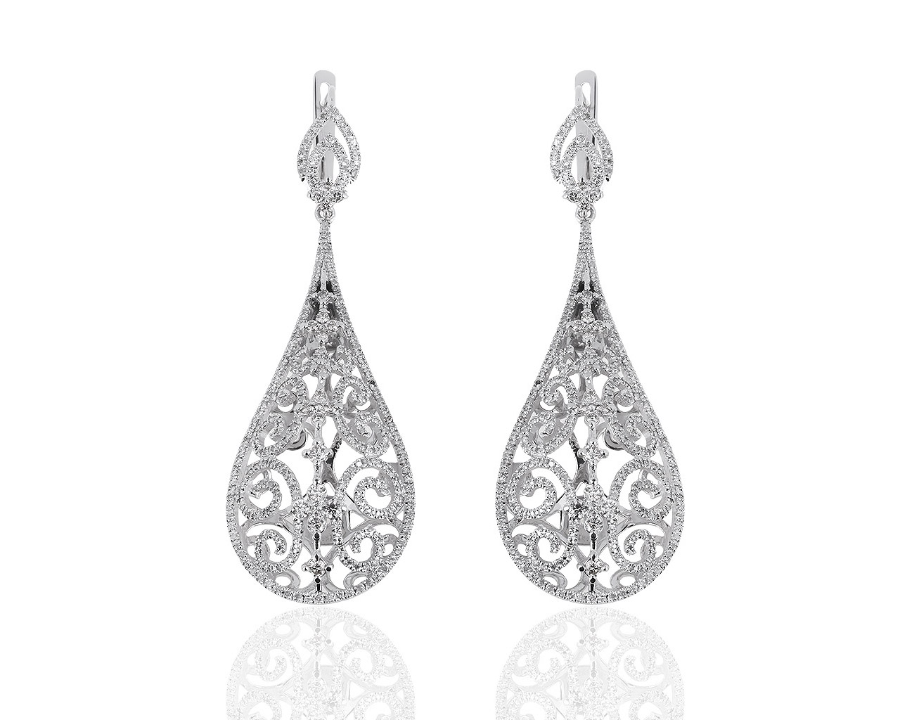 Изысканные золотые серьги с бриллиантами 2.34ct 281018/12