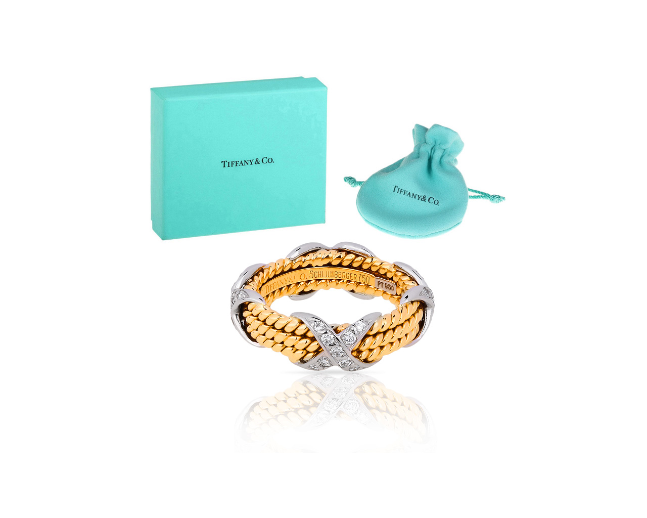 Шикарное кольцо с бриллиантами Tiffany&Co Schlumberger Rope X