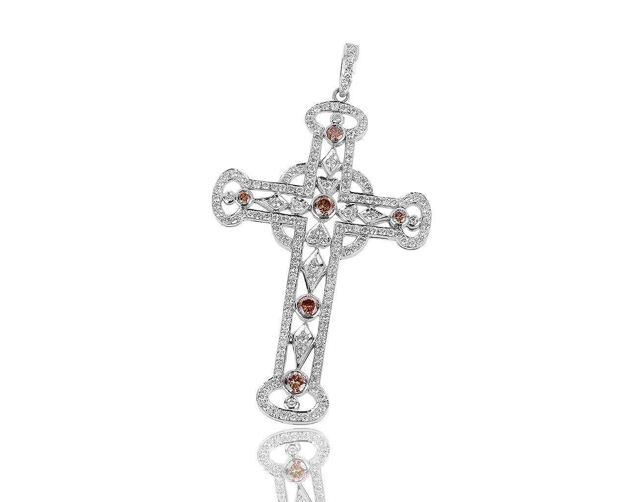 Идеальный золотой крестик с бриллиантами 2.86ct 300718/4