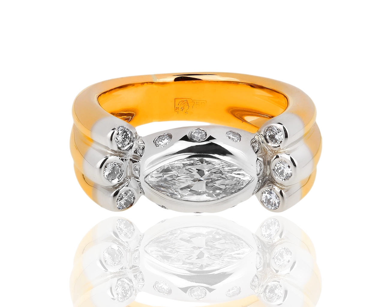 Привлекательное золотое кольцо с бриллиантами 1.29ct