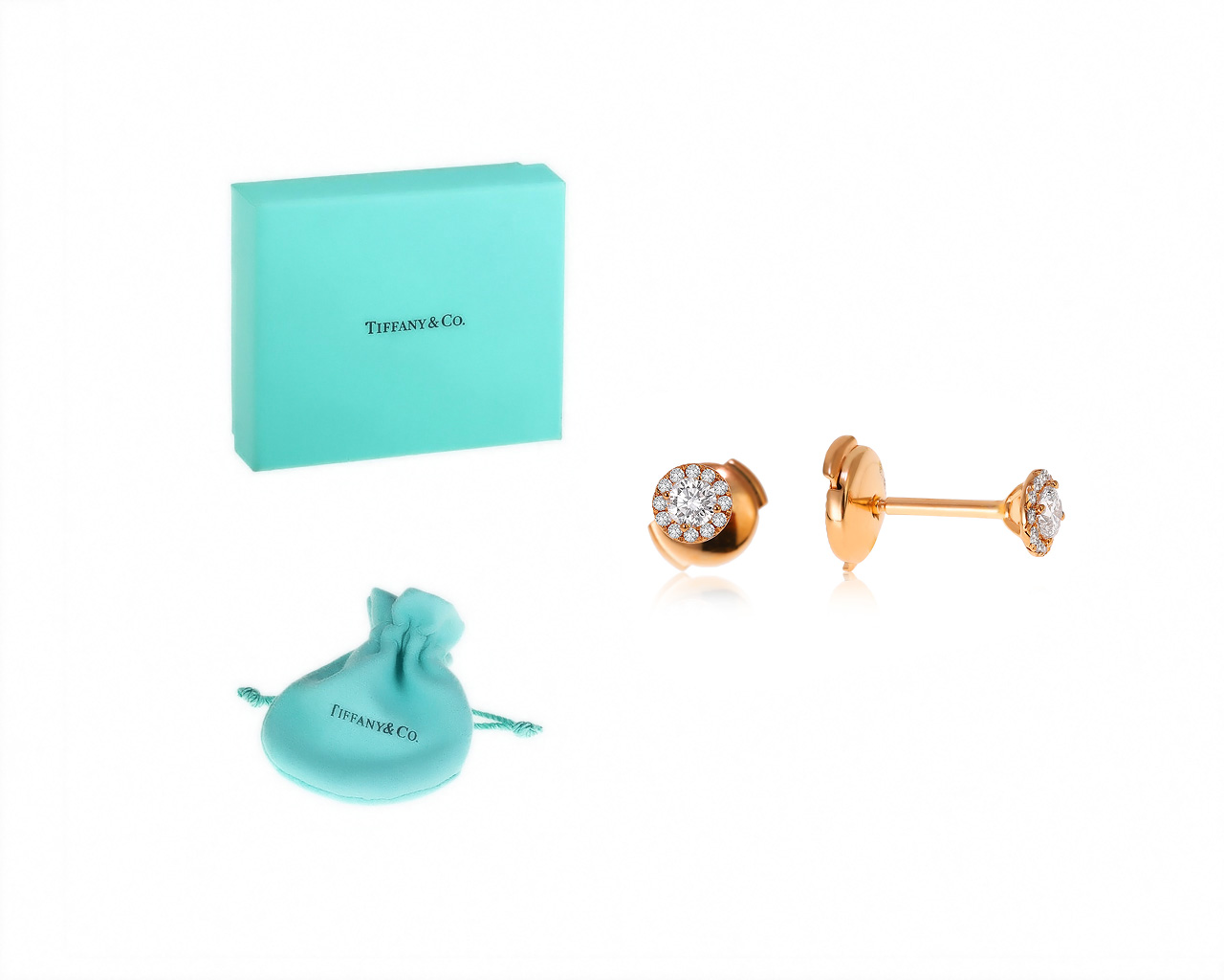 Оригинальные золотые серьги с бриллиантами 0.32ct Tiffany&Co