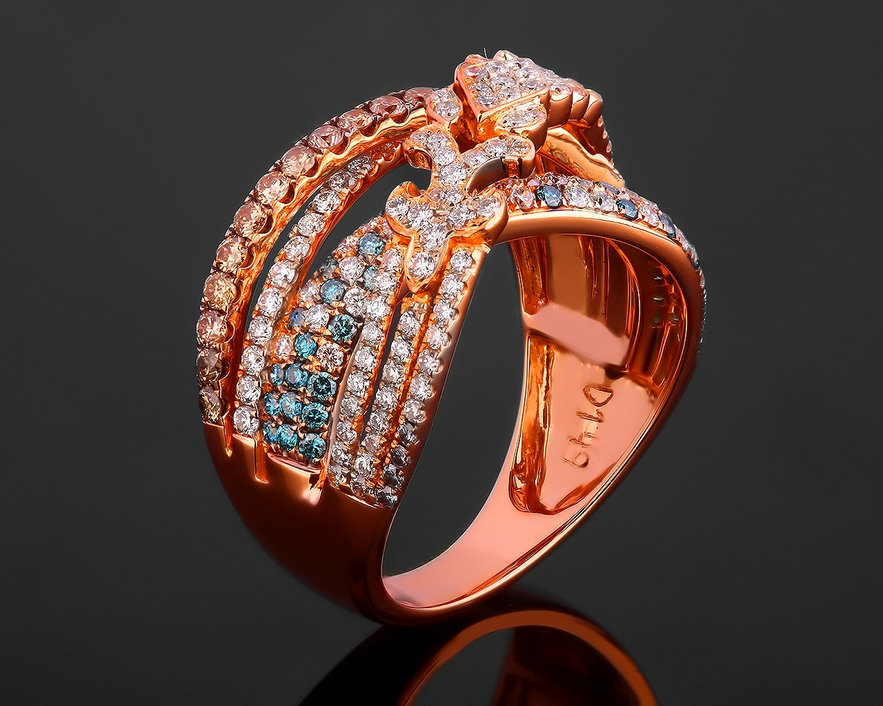 Витое золотое кольцо с бриллиантами 1.49ct