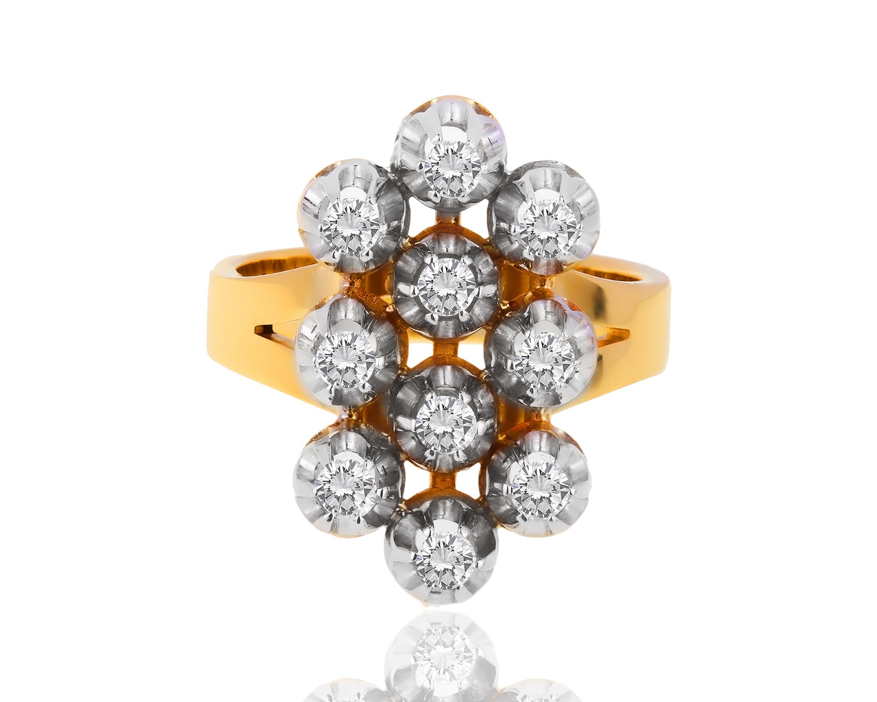 Интересное золотое кольцо с бриллиантами 0.60ct