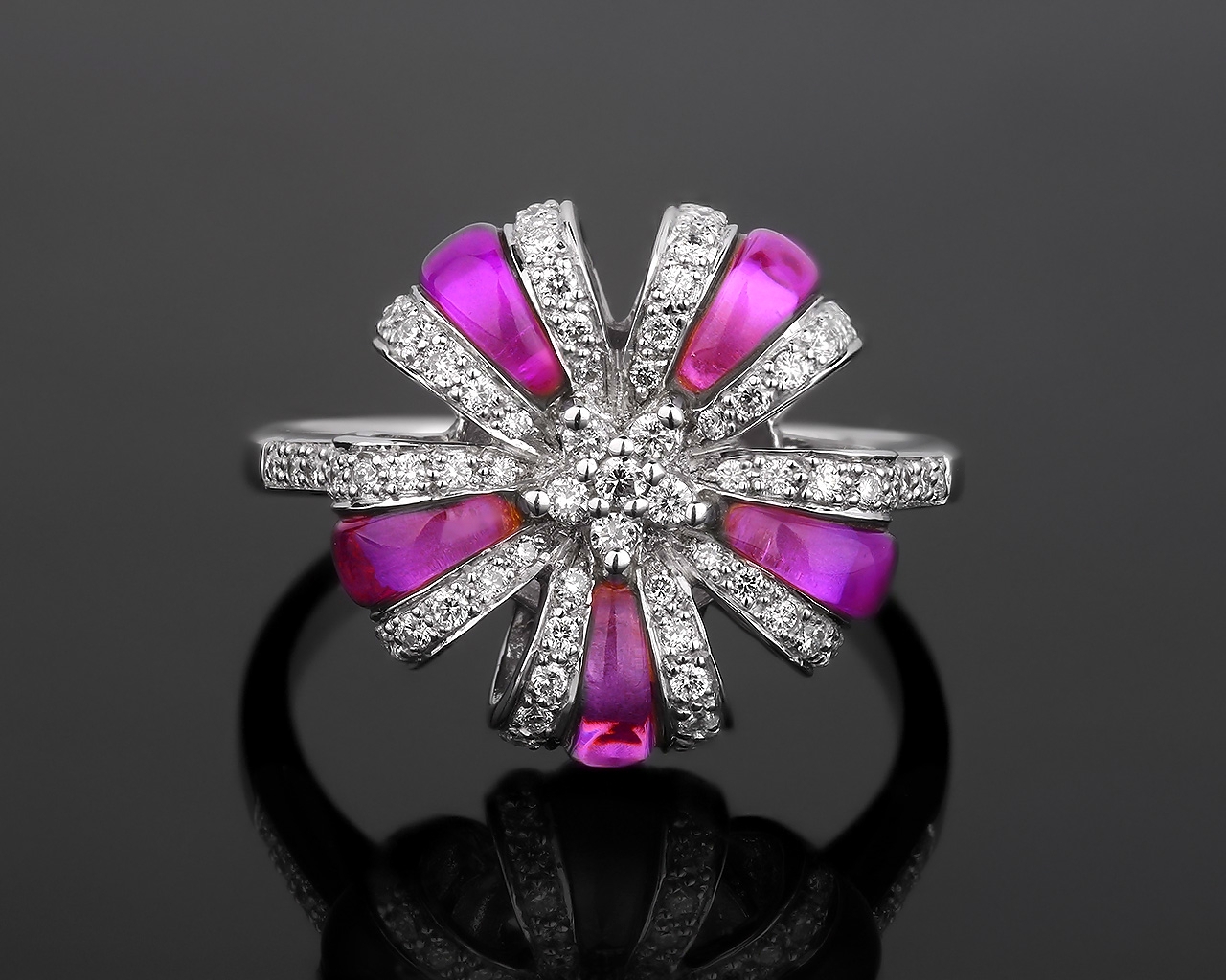 Волшебное бриллиантовое кольцо с аметистами 250118/13