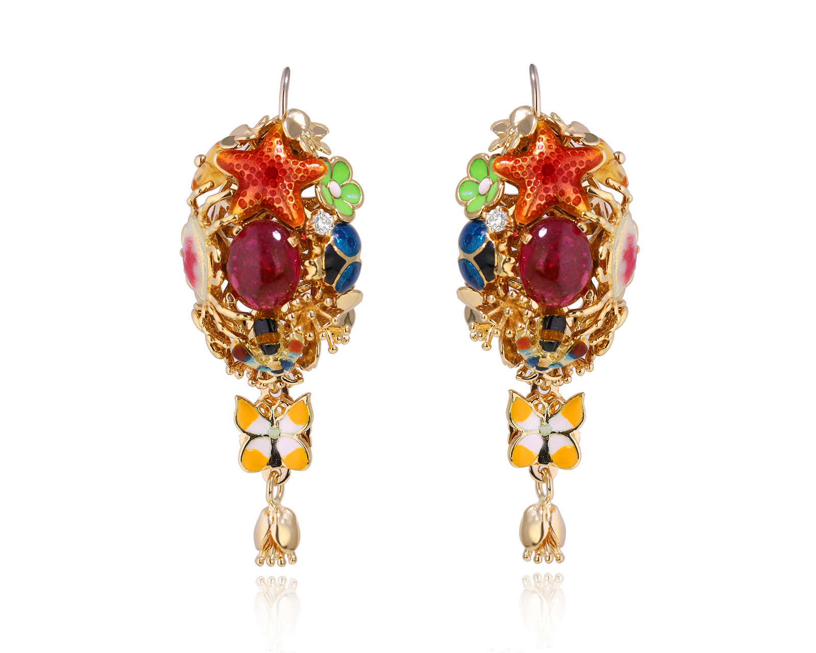 Оригинальные золотые серьги с турмалинами 3.76ct Roberto Bravo Noahs Ark 281024/6