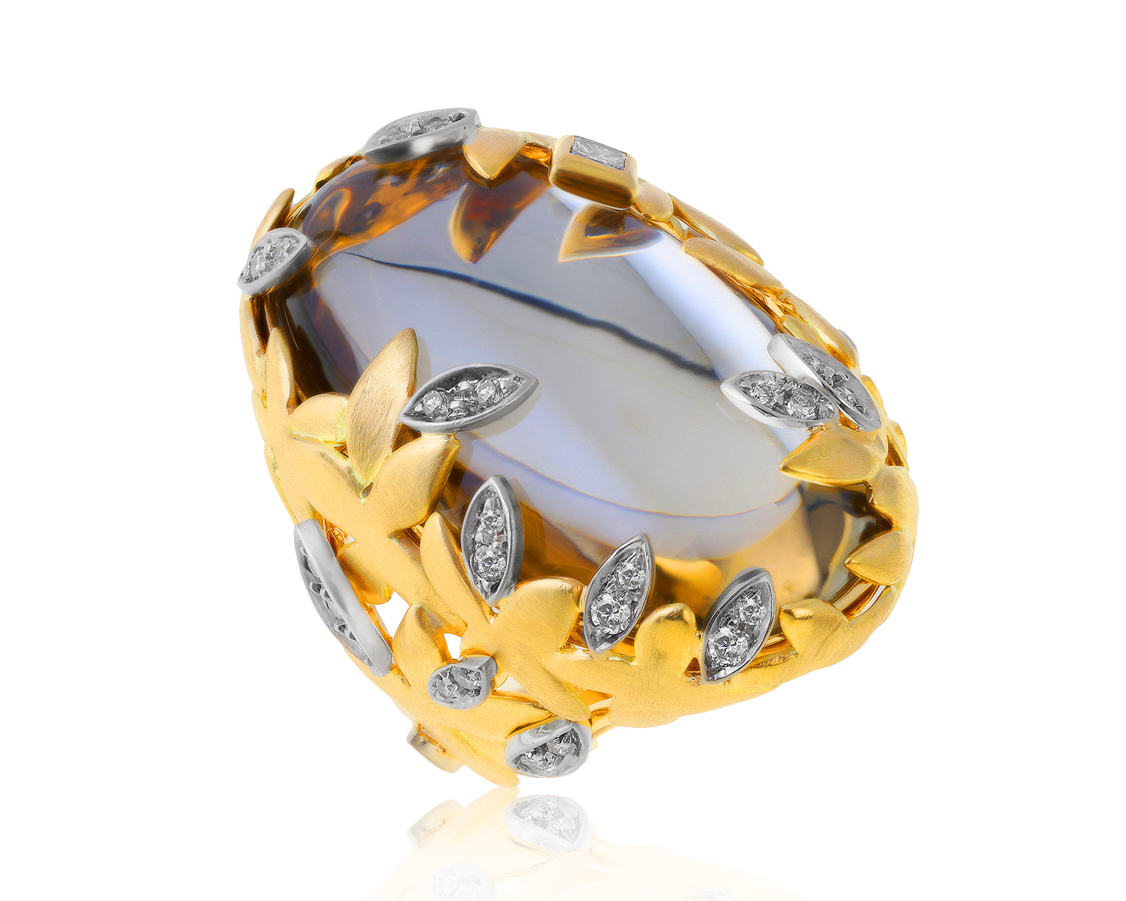 Оригинальное золотое кольцо с горным хрусталем H.Stern Gueisha