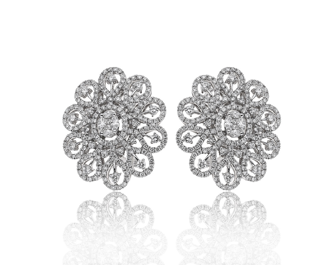 Оригинальные золотые серьги с бриллиантами 3.80ct Shakh 190619/2