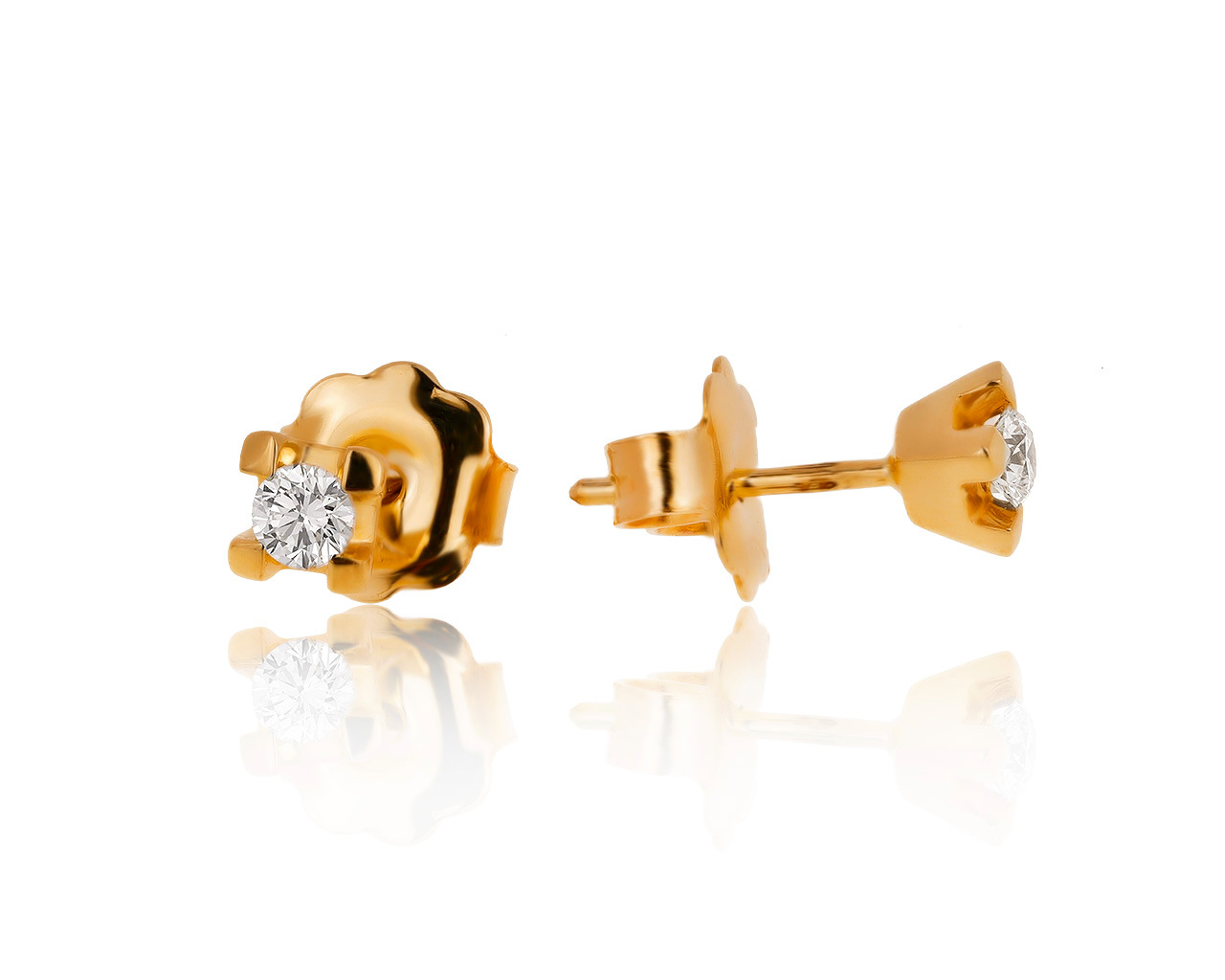 Итальянские золотые серьги с бриллиантами 0.19ct