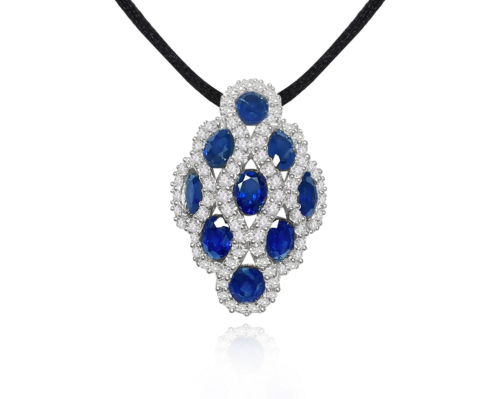 Золотой кулон с сапфирами 2.02ct и бриллиантами 0.39ct 180424/18