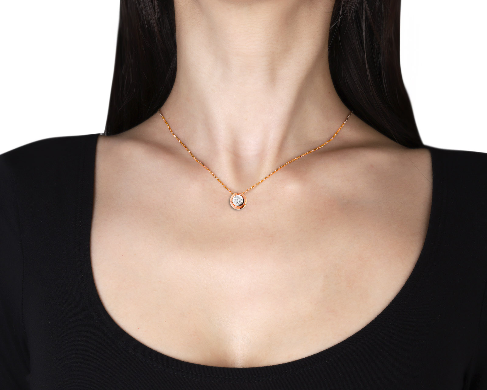 Золотое колье с бриллиантом 0.18ct