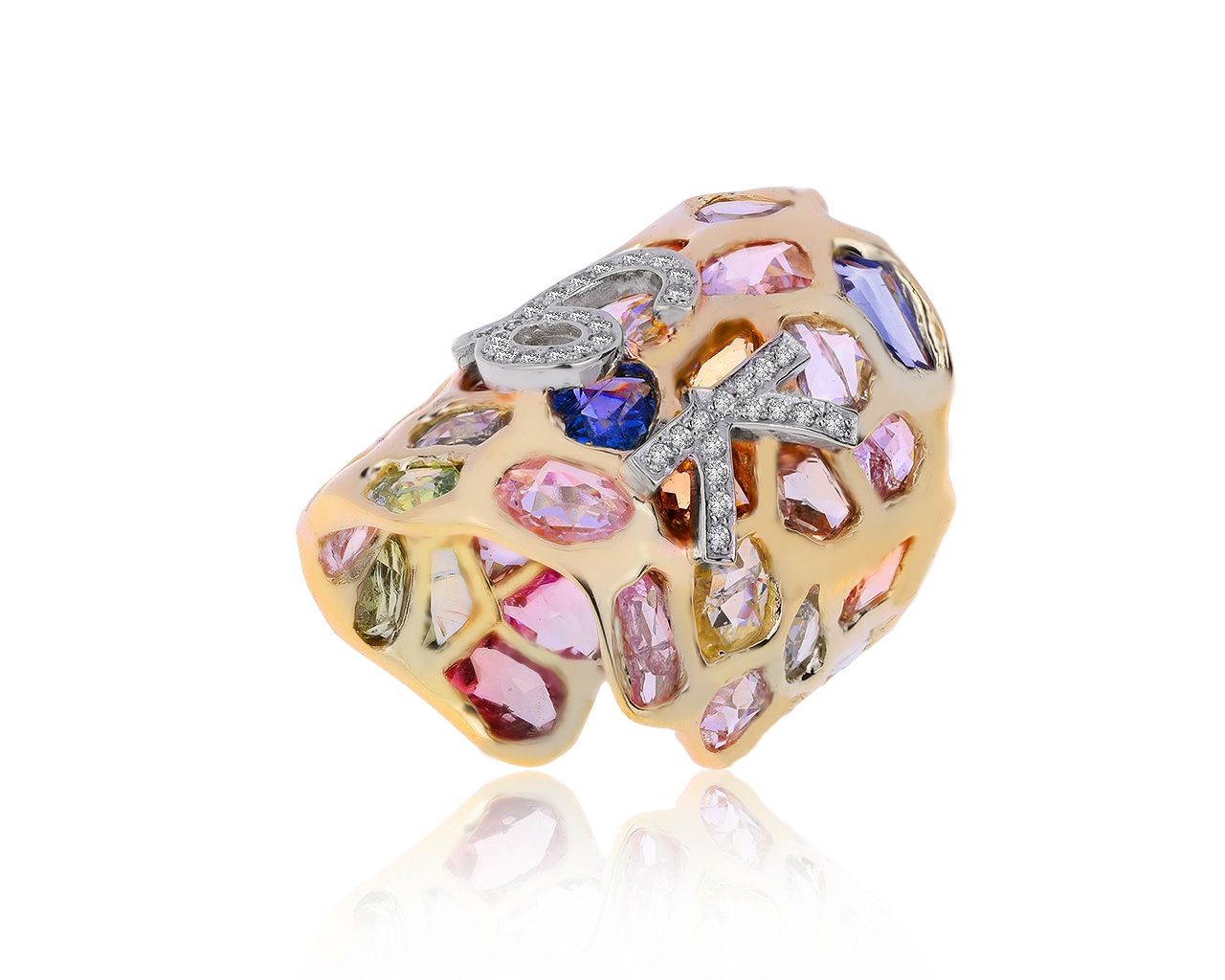 Оригинальное золотое кольцо с сапфирами 18.30ct German Kabirski 190320/5