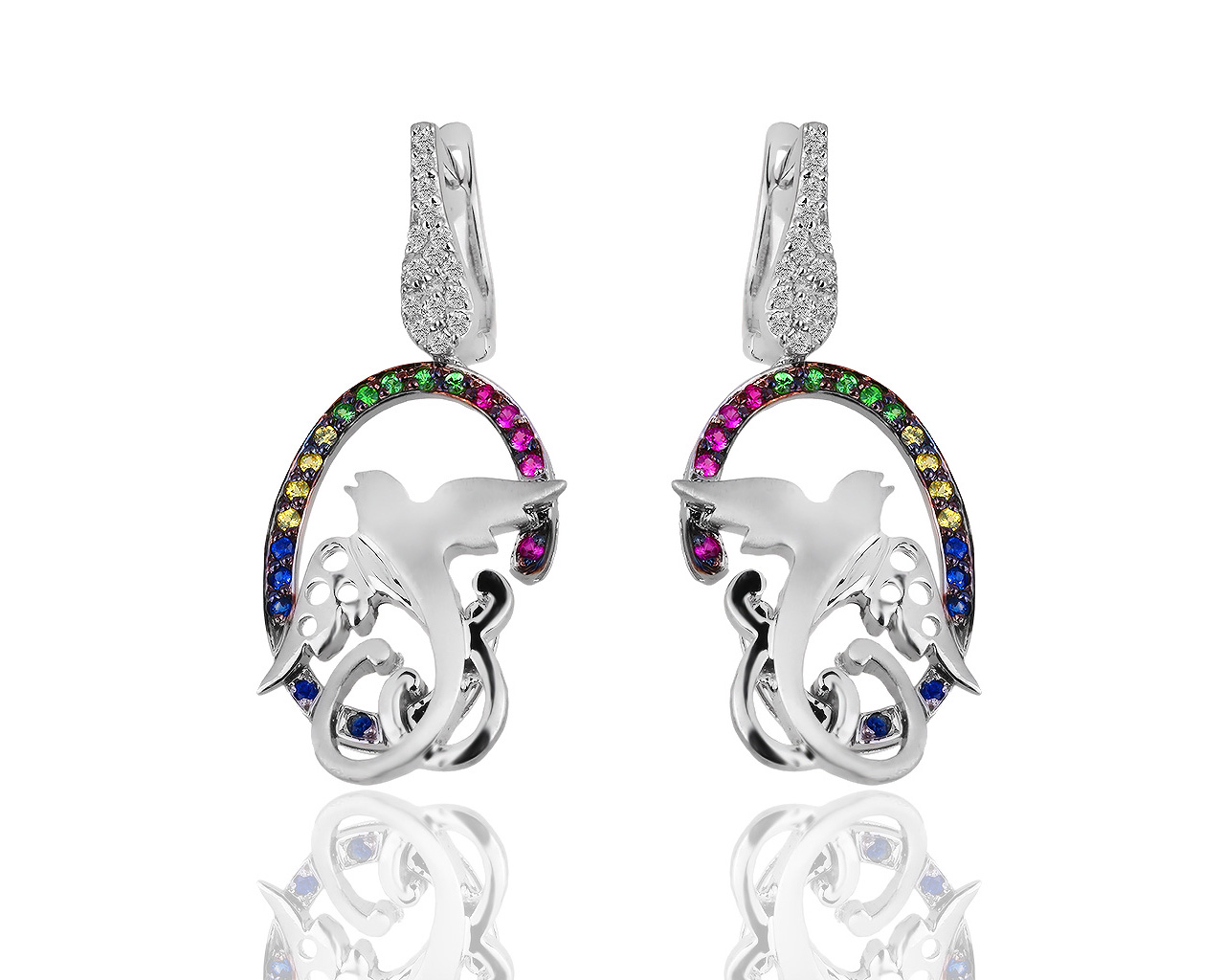 Золотые серьги с бриллиантами и сапфирами Roberto Bravo 160519/14